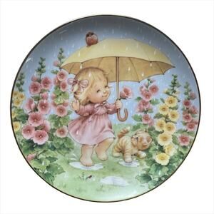 1992 Danbury Mint Blessed Are Ye Puddle Pals Cat Decorative Collector Plate